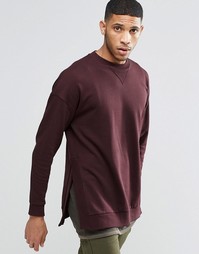 Бордовый оversize-свитшот с асимметричным краем ASOS - Темно-бордовый