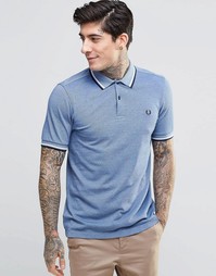 Синяя футболка‑поло с двумя контрастными полосками Fred Perry