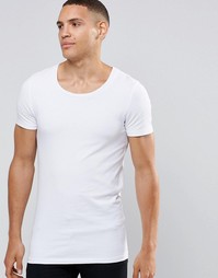 Белая удлиненная облегающая футболка с овальным вырезом ASOS - Белый