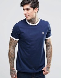 Темно-синяя футболка Fred Perry Ringer - Графитовый синий