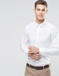 Белая рубашка в строгом стиле с двойными манжетами и длинными рукавами Asos