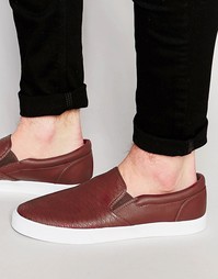 Бордовые кеды-слипоны с эффектом змеиной кожи ASOS - Burgundy