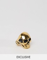 Золотистое кольцо с черепом Reclaimed Vintage - Золотой