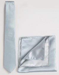 Набор из галстука и платка для нагрудного кармана ASOS WEDDING - Синий