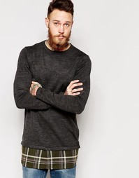 Удлиненный джемпер с рубашечной кромкой ASOS - Серый с хаки
