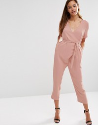 Комбинезон с запахом и завязкой ASOS - Лосось
