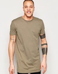 Удлиненная свободная футболка коричневого оттенка ASOS
