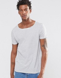 Полосатая футболка с вырезом лодочкой ASOS