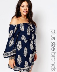 Фестивальное платье с принтом Missguided Plus - Темно-синий