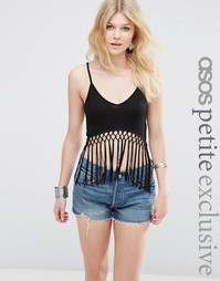 Топ с бахромой эксклюзивно для ASOS PETITE - Черный