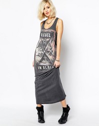 Платье макси с принтом Rebel Religion - Черный