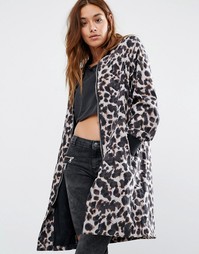 Religion Longline Bomber Jacket In Leopard Print - Primitive print