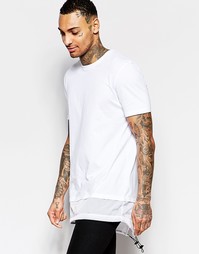 Длинная белая футболка с ассиметричным низом ASOS - Белый