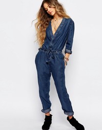 Джинсовый комбинезон с завязкой на талии Free People Lou - Синий