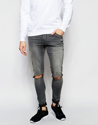 Супероблегающие рваные джинсы ASOS - Умеренный серый