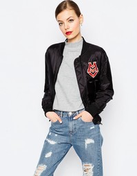 Куртка-пилот с аппликацией в виде радуги Love Moschino - Черный1