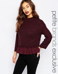 Джемпер в рубчик с тканой вставкой по низу Vero Moda Petite - Fudge