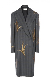 Двубортное пальто с широкими лацканами и пайетками Dries Van Noten
