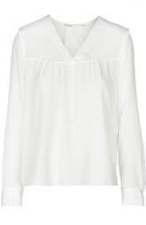 Прямая шелковая блуза с V-образным воротником Maje