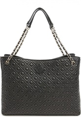 Кожаная сумка с прострочкой Tory Burch