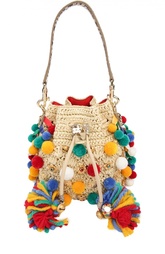 Торба с отделкой из кожи питона и помпонами Dolce &amp; Gabbana