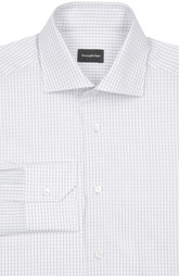 Хлопковая сорочка с воротником акула в клетку Ermenegildo Zegna