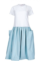 Платье с пышной юбкой в полоску и нашивными карманами Comme des Garcons GIRL