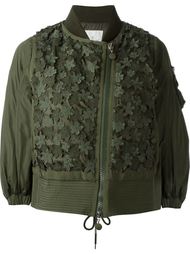 пуховик с цветочной аппликацией Moncler