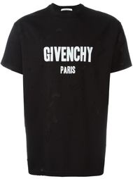 футболка прозрачными деталями и логотипом Givenchy