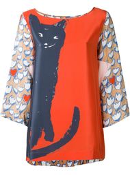 блузка с принтом кота Tsumori Chisato