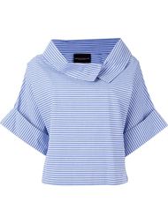 'Achir' pinstriped collar fold wide sleeve blouse Erika Cavallini