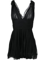 crepe pleated v neck dress Fausto Puglisi