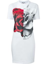 платье-футболка с принтом 'Split Rose Collage' McQ Alexander McQueen