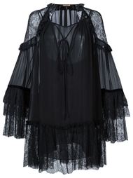 платье с кружевными панелями и рюшами Roberto Cavalli