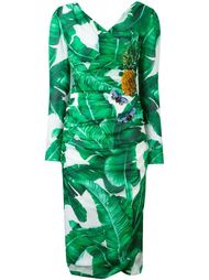 платье с банановыми листьями и пайетками Dolce &amp; Gabbana