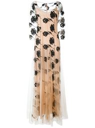 плиссированное платье с цветочной вышивкой Blumarine