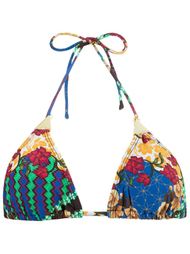 print embellished triangle bikini top Blue Man