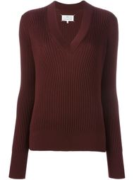 свитер ребристой вязки с V-образным вырезом Maison Margiela