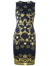 приталенное платье с принтом звезд Versace Collection