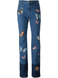джинсы с аппликацией бабочек Valentino