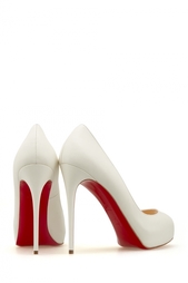 Белые Кожаные туфли New Very Prive 120 Christian Louboutin