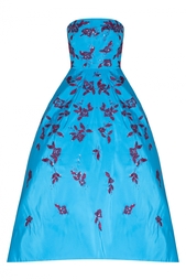 Шелковое платье с вышивкой Oscar de la Renta