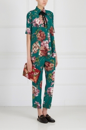 Блузка Blooms print silk cape shirt Gucci