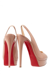 Туфли из лакированной кожи Lady Peep Sling 150 Christian Louboutin