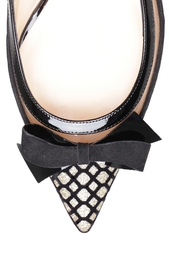 Туфли из хлопка, кожи и пластика Suspenodo Sling 45 Christian Louboutin