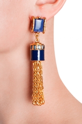 Серьги с камнем и кисточкой из цепей Oscar de la Renta