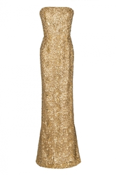 Золотое платье со шлейфом Oscar de la Renta
