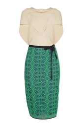 Двухцветное платье с кружевной юбкой Roland Mouret