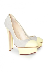 Желтые Льняные туфли с кожаной отделкой Monacoco Charlotte Olympia