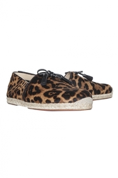 Кожаные эспадрильи Papiounet Flat Pony Leopard Luxor/Rope Christian Louboutin